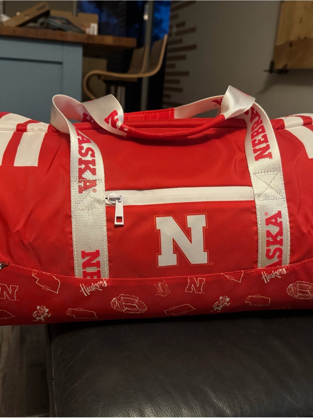 Huskers Red Duffel Bag with White Accents